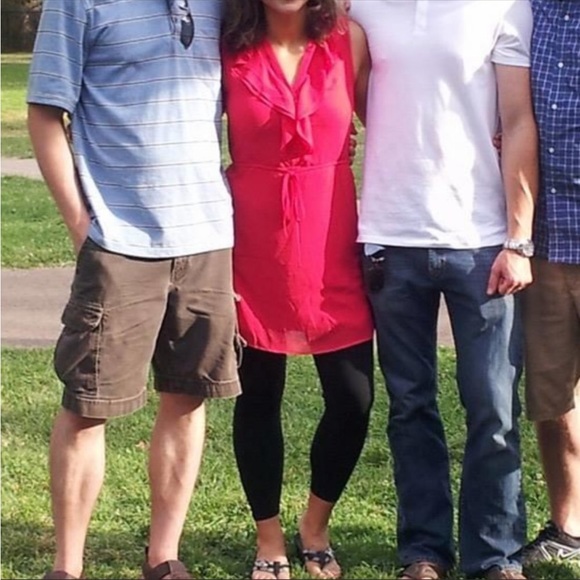 H&M Red Ruffle Button Up Sleeveless Dress - Picture 9 of 10